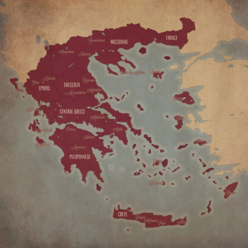 Greece Wine Region Map Art by City Prints