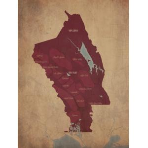 Napa Valley Wine Region Map Art by City Prints