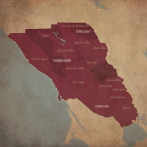 Sonoma Valley Wine Region Map Art by City Prints