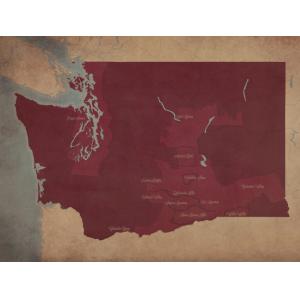 Washington Wine Region Map Art by City Prints