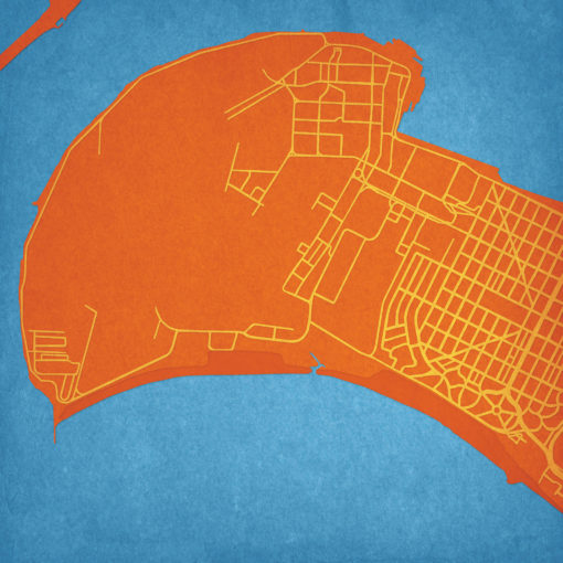 Coronado Beach Map Art by City Prints