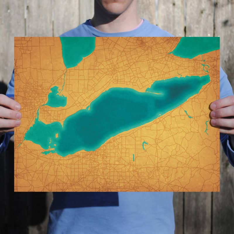 Lake Erie Map Art by City Prints - The Map Shop