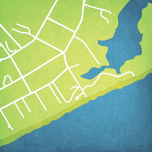 Main Beach, East Hampton, New York Map Art by City Prints