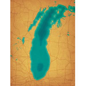 Lake Michigan Map Art by City Prints