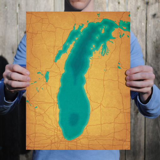 Lake Michigan Map Art by City Prints - Image 2