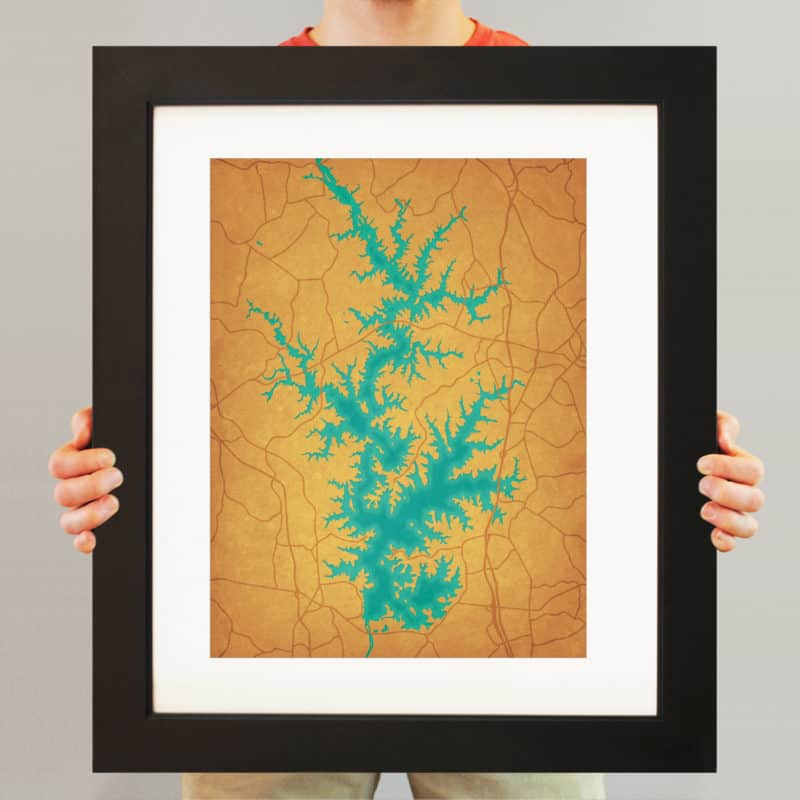 Lake Norman Map Art by City Prints The Map Shop
