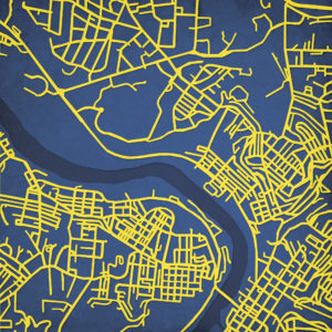 West Virginia University Campus Map Art by City Prints
