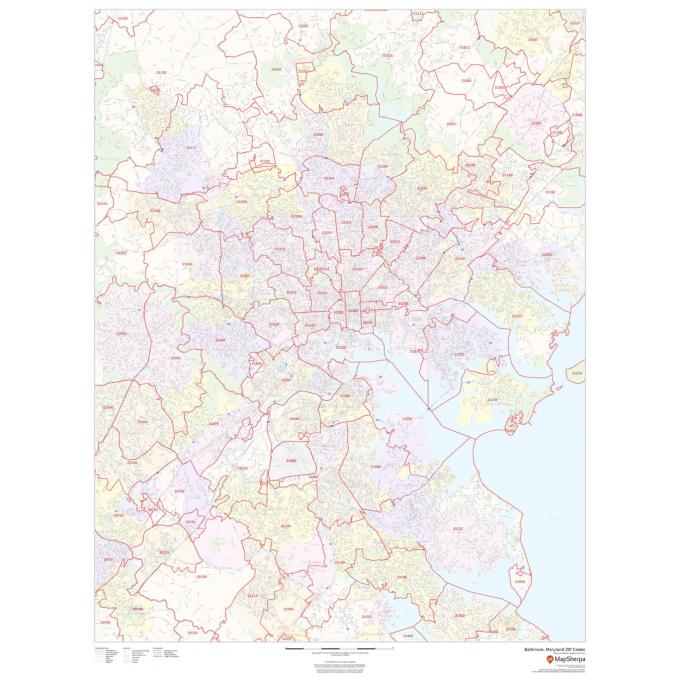ZIP code map of Baltimore, Maryland, showing detailed boundaries and postal zones for accurate navigation and location planning.