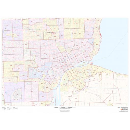 Detailed Detroit Michigan ZIP code map showcasing postal boundaries and geographic layout for accurate navigation and location lookup.