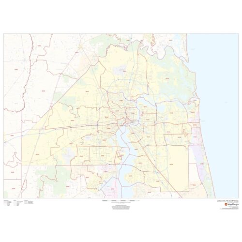 Jacksonville FL ZIP Code Map | Duval County Zones | Map Shop