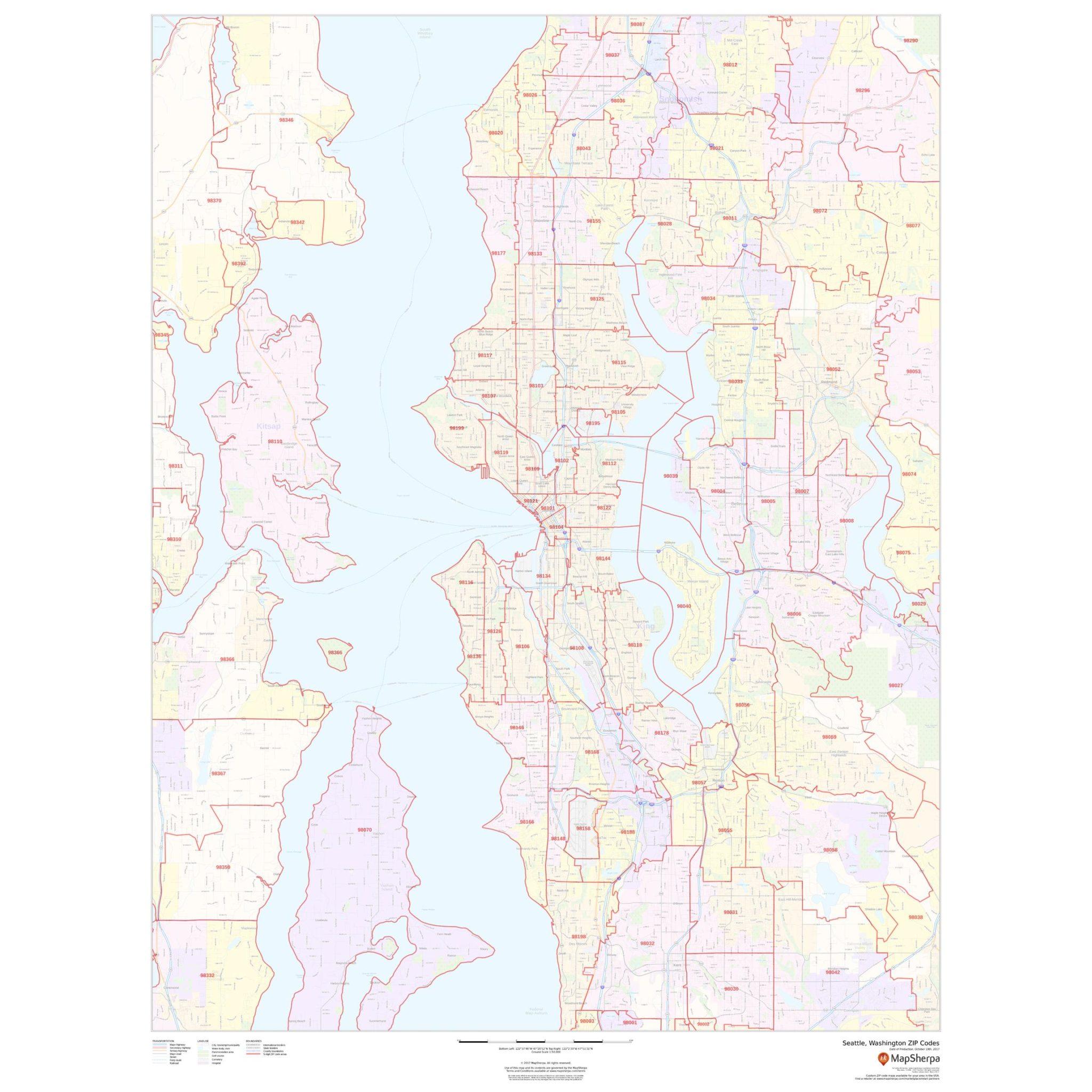 Zip Code Map Seattle Free - United States Map