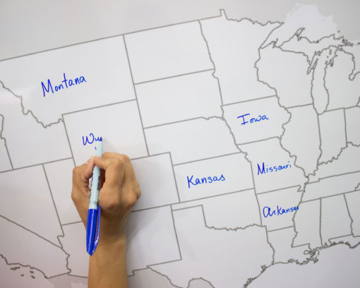 United States Blank Classroom Pull Down Map w/ Backboard by South of Kings - Image 2