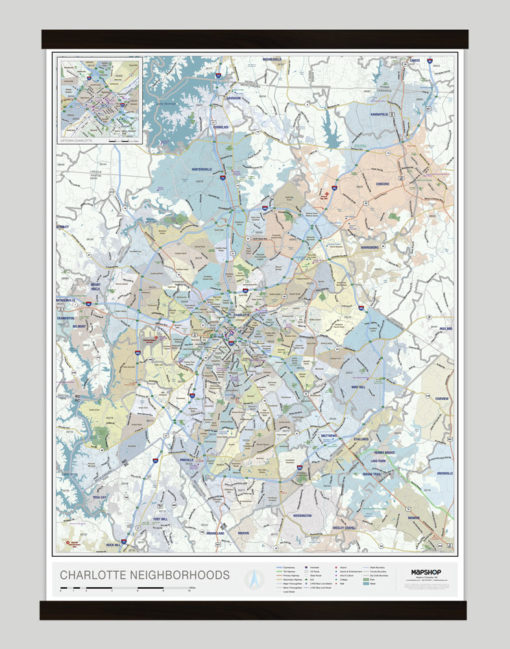 Charlotte, NC Neighborhood Wall Map by MapShop - Image 4