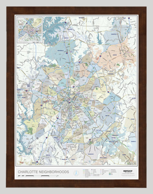 Charlotte, NC Neighborhood Wall Map by MapShop - Image 5