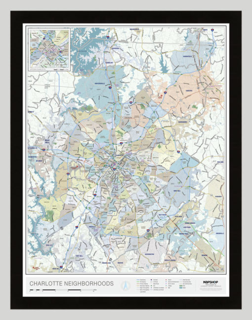Charlotte, NC Neighborhood Wall Map by MapShop - Image 6