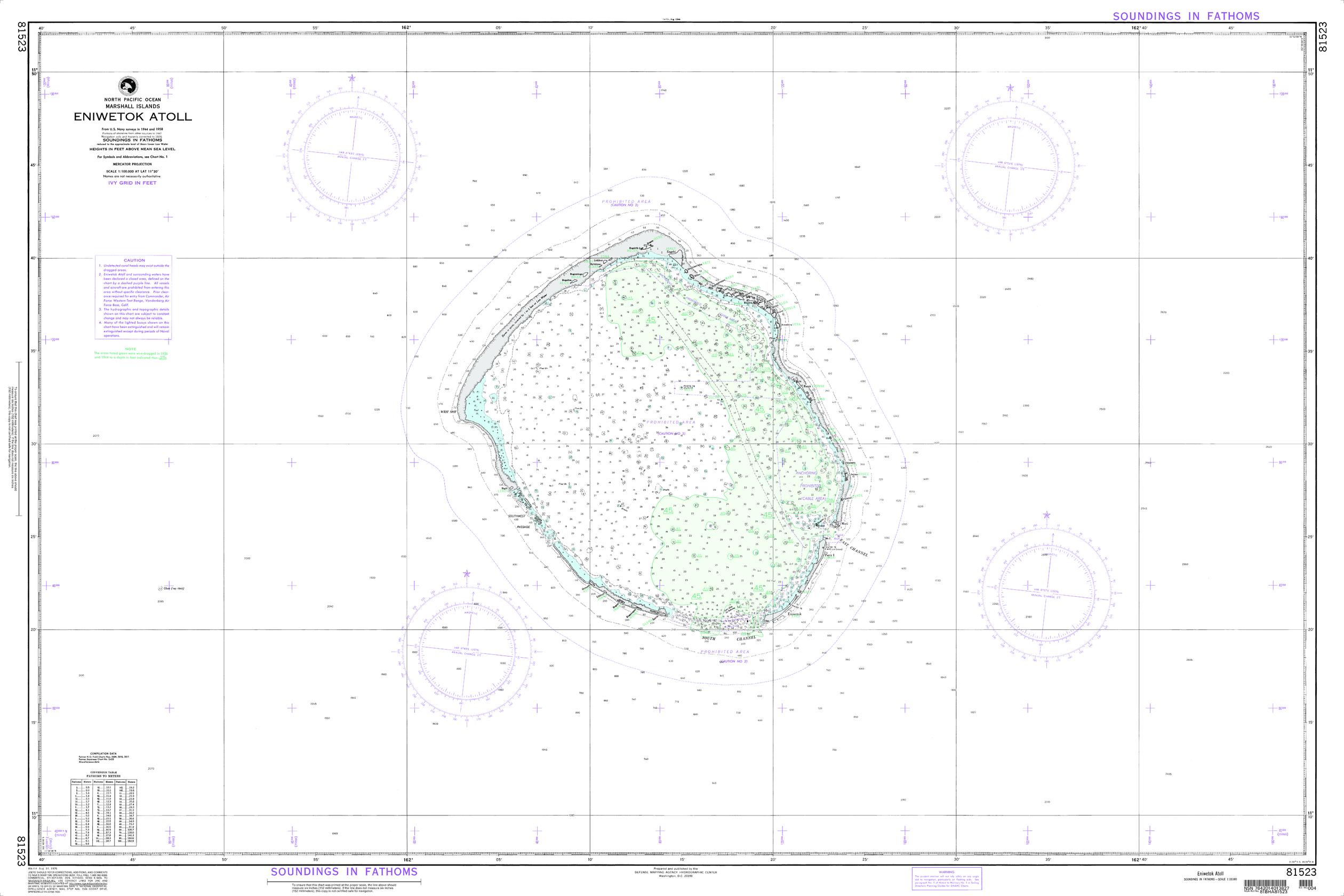 NGA Chart - Eniwetok Atoll (Marshall Islands) - 81523 - The Map Shop