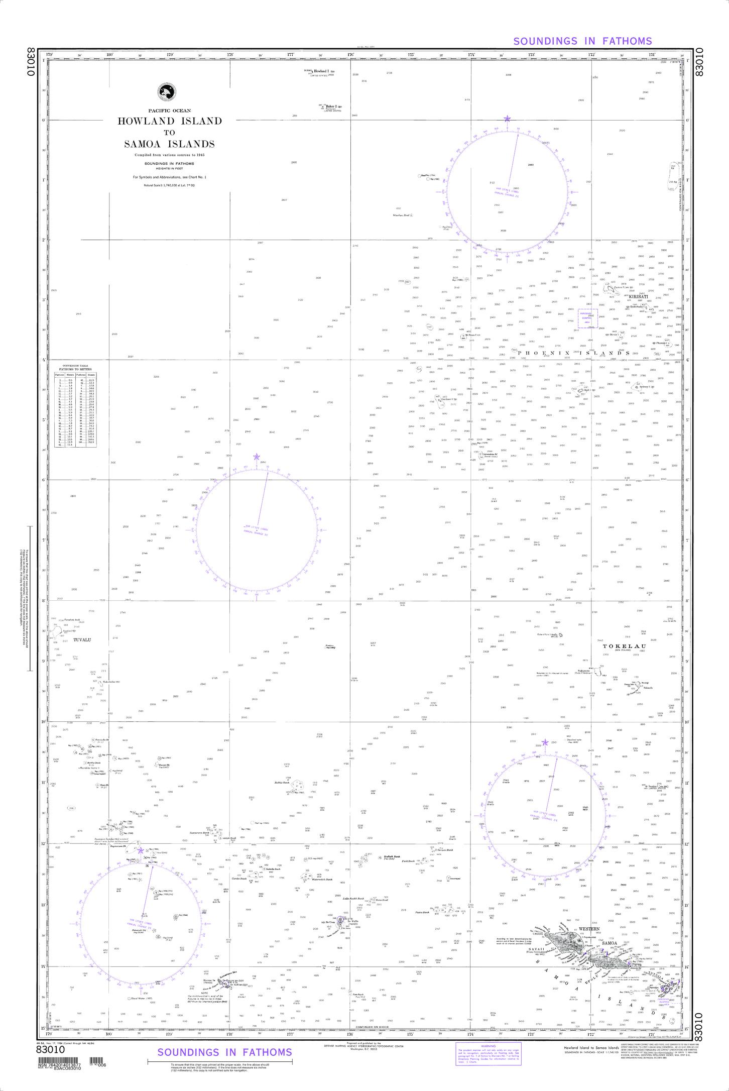 NGA Chart - Howland Island to Samoa Islands - 83010 - The Map Shop