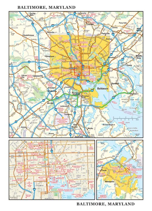 Baltimore, Maryland Wall Map by Globe Turner