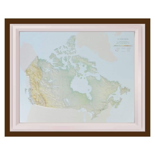 Detailed map of Canada with topographical features and geographic details, designed for travelers, students, and map enthusiasts. Perfect for navigation, education, and display purposes.