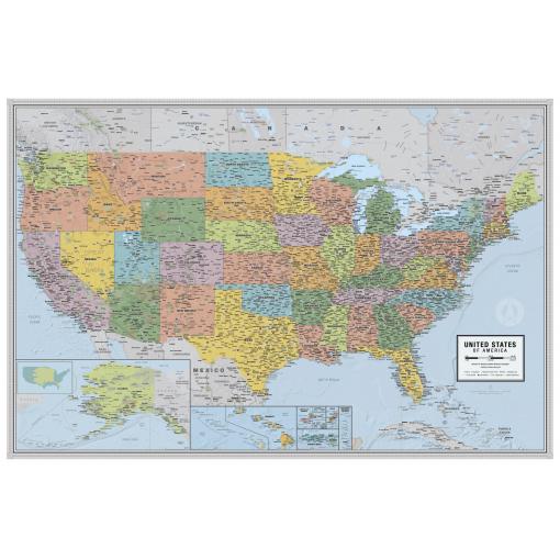 Detailed United States map with state boundaries and labels, perfect for travel planning, reference, or educational purposes. High-quality cartography showcasing all 50 states and territories.