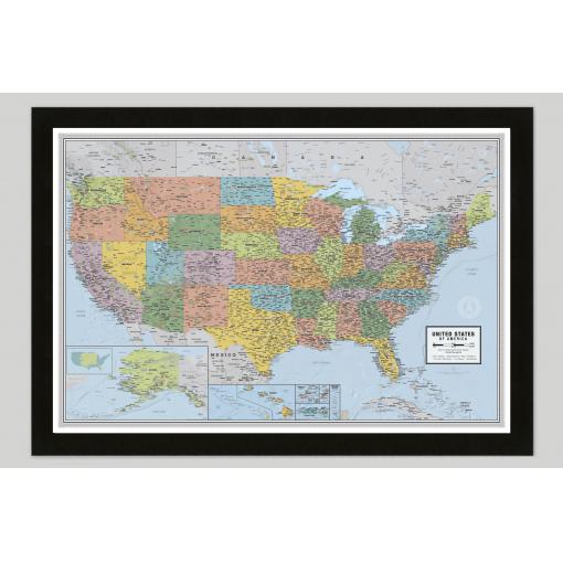 Detailed map of the United States with state boundaries and labels, ideal for geographic reference, travel planning, and educational purposes. Perfect wall decor for map enthusiasts and classrooms.