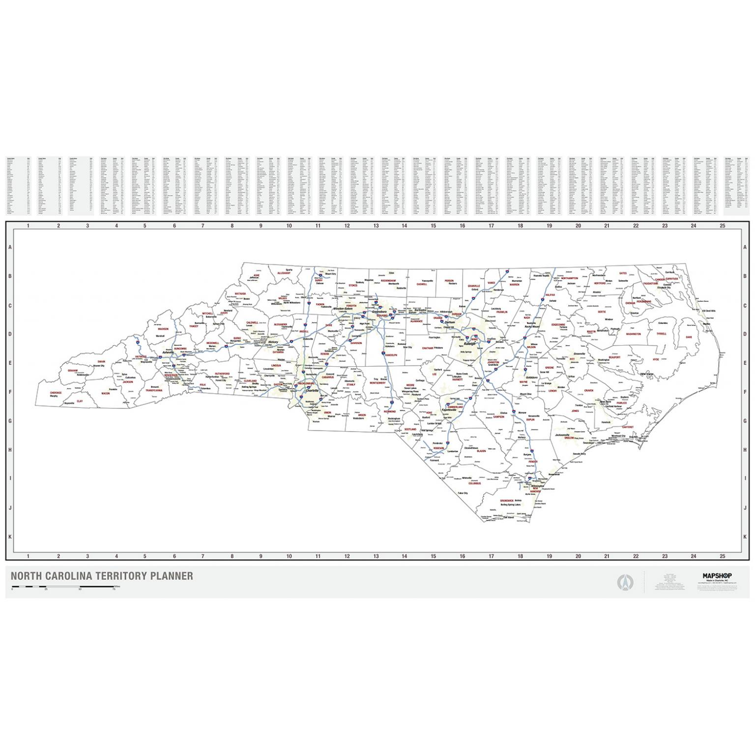 North Carolina Territory Planner Wall Map by MapShop