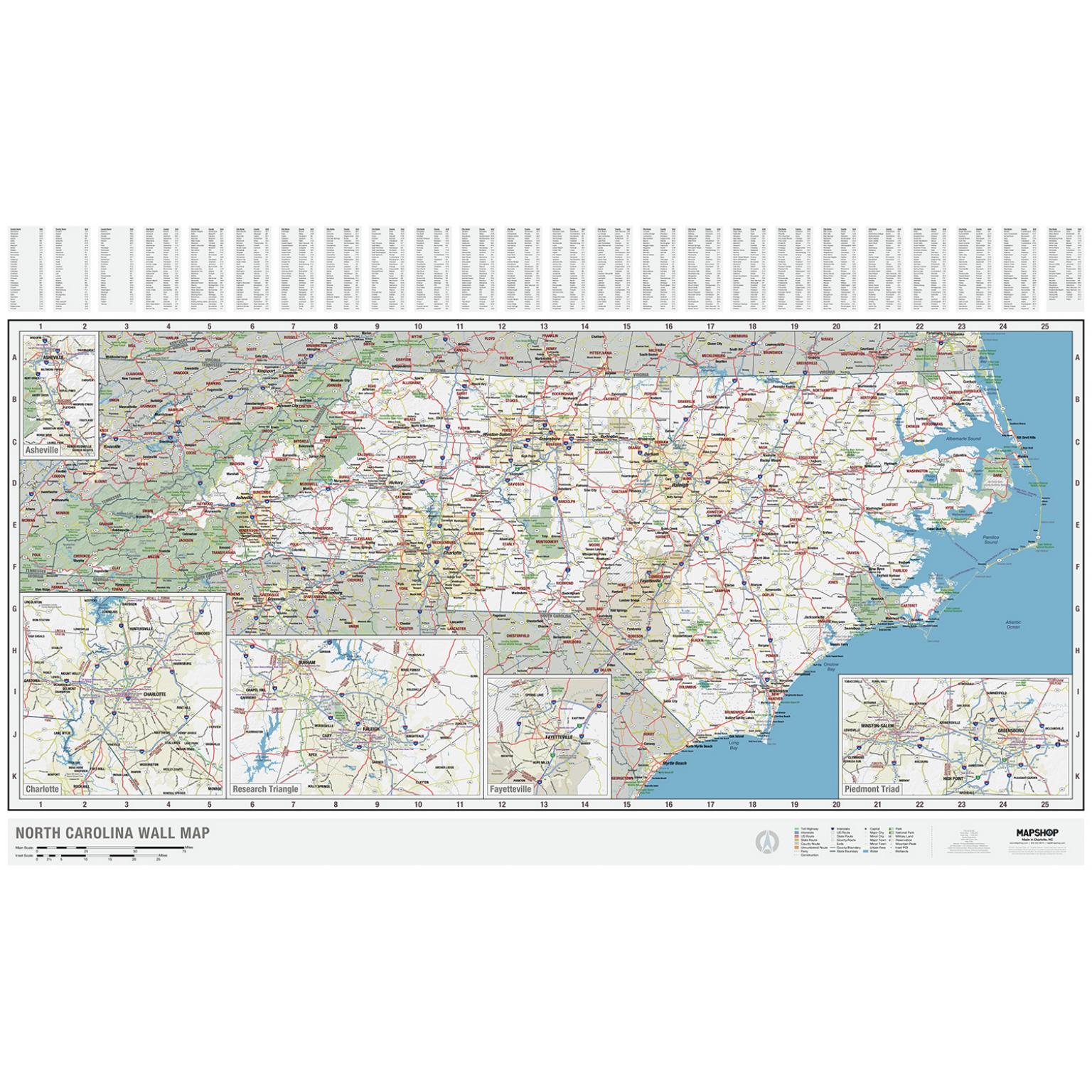 North Carolina State Wall Map by MapShop