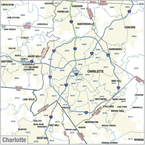 North Carolina Zip Code Wall Map by MapShop - Image 4