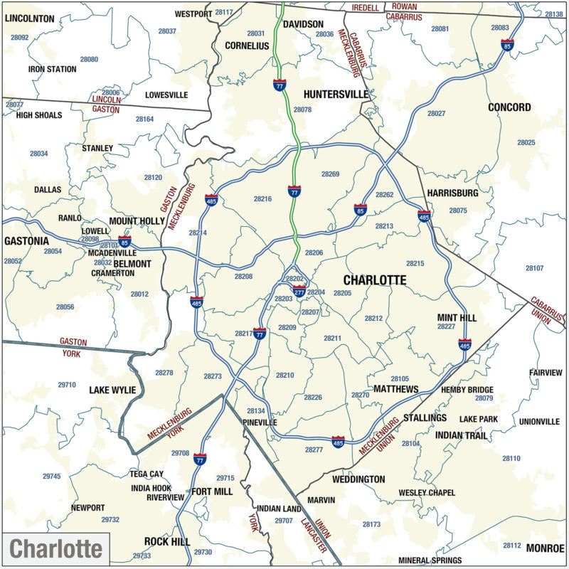 North Carolina Zip Code Wall Map by The Map Shop