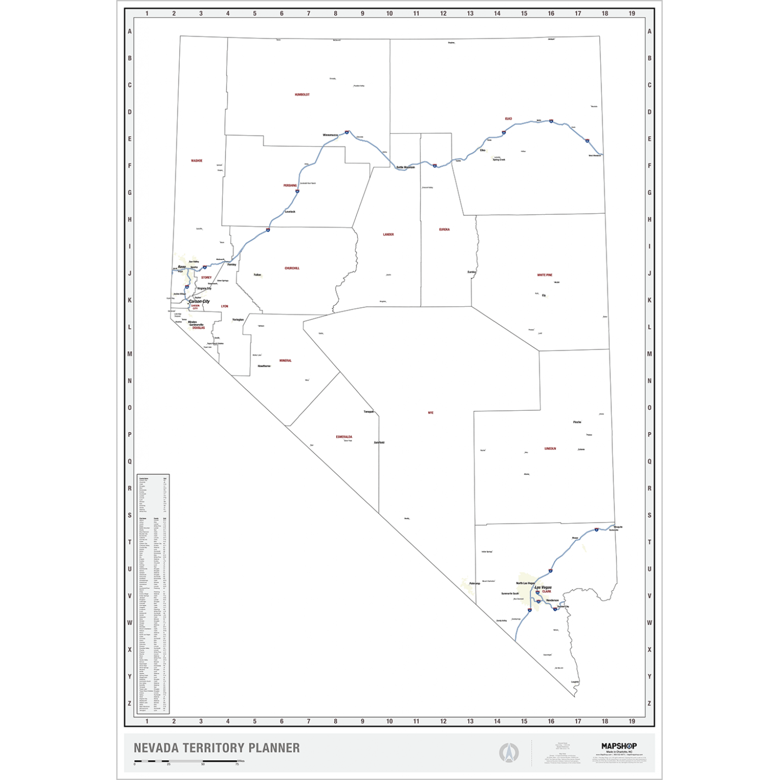 Nevada Territory Planner Wall Map by MapShop