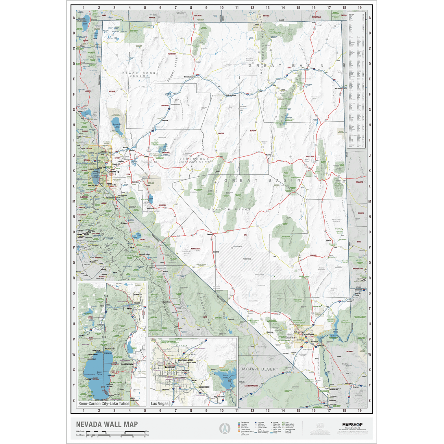Nevada State Wall Map by MapShop