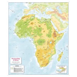 Color Blind Friendly Children's Physical Map of Africa by Cosmographics