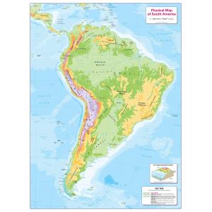 Color Blind Friendly Children's Physical Map of South America by Cosmographics
