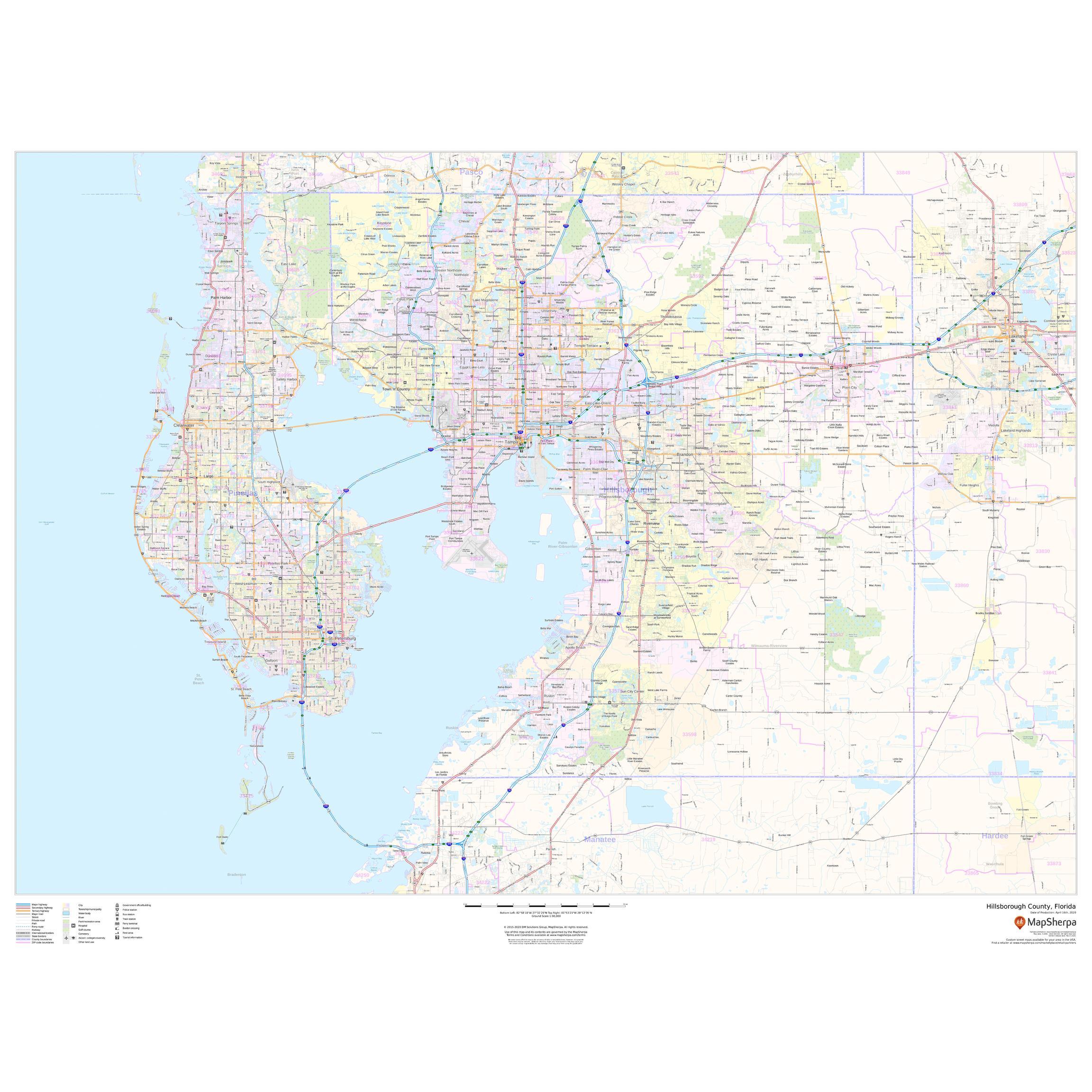 Hillsborough County, Florida by Map Sherpa - The Map Shop