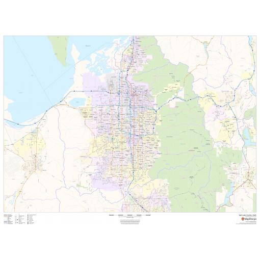 Salt Lake City road map, Utah detailed urban and suburban street layout, highways, landmarks, and geographic features for navigation and travel planning.