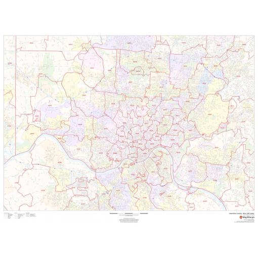 Detailed Hamilton County Ohio ZIP code map, highlighting city boundaries, postal regions, and major roads for accurate navigation and postal planning.