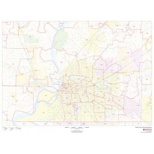 Detailed Shelby County Tennessee ZIP code map with boundary lines and geographic features from The Map Shop.