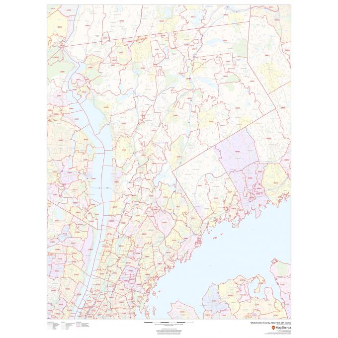 Westchester County New York ZIP code map showing detailed boundaries and postal zones for accurate mail delivery and geographic reference.