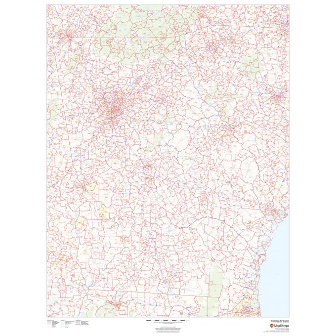 Detailed map of Georgia showing county boundaries, roads, and geographic features from The Map Shop. Perfect for travel planning, navigation, and geographic analysis of Georgia.
