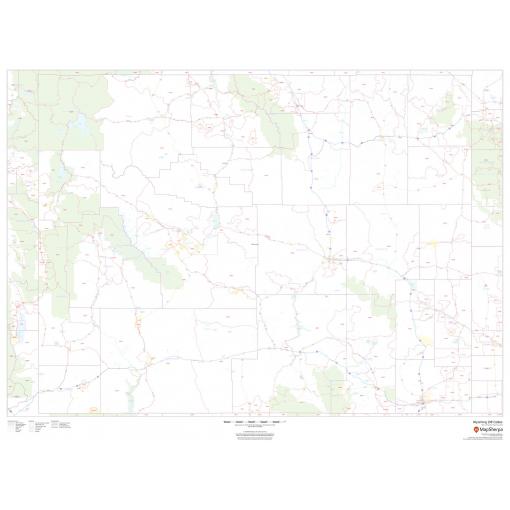 Detailed Wyoming state map with roads, highways, parks, and geographic features from The Map Shop. Perfect for travelers, outdoor enthusiasts, and geography buffs seeking accurate cartographic resources.