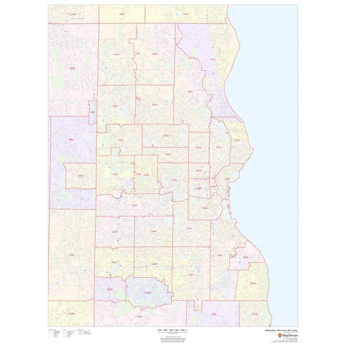 Detailed map of Milwaukee, Wisconsin with neighborhood boundaries, streets, and ZIP codes for accurate navigation and geographic reference.