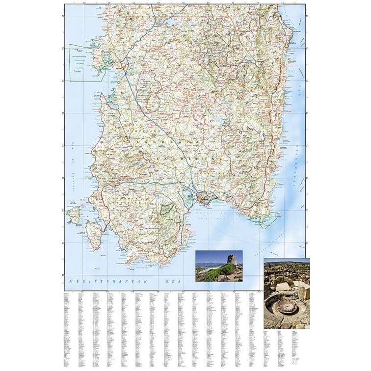 Detailed map of Sardinia Italy showing cities, roads, and geographic features for travel and navigation.
