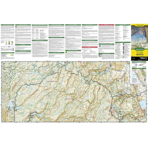 Detailed topographic map of Yosemite National Park with trails, landmarks, and scenic routes, ideal for outdoor adventures, hiking, camping, and exploring California's natural beauty.