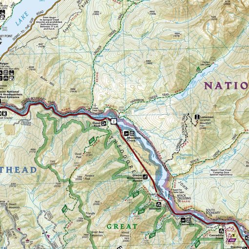 National Geographic - Glacier and Waterton Lakes National Parks - Trails Illustrated Folding Travel Map - Image 3