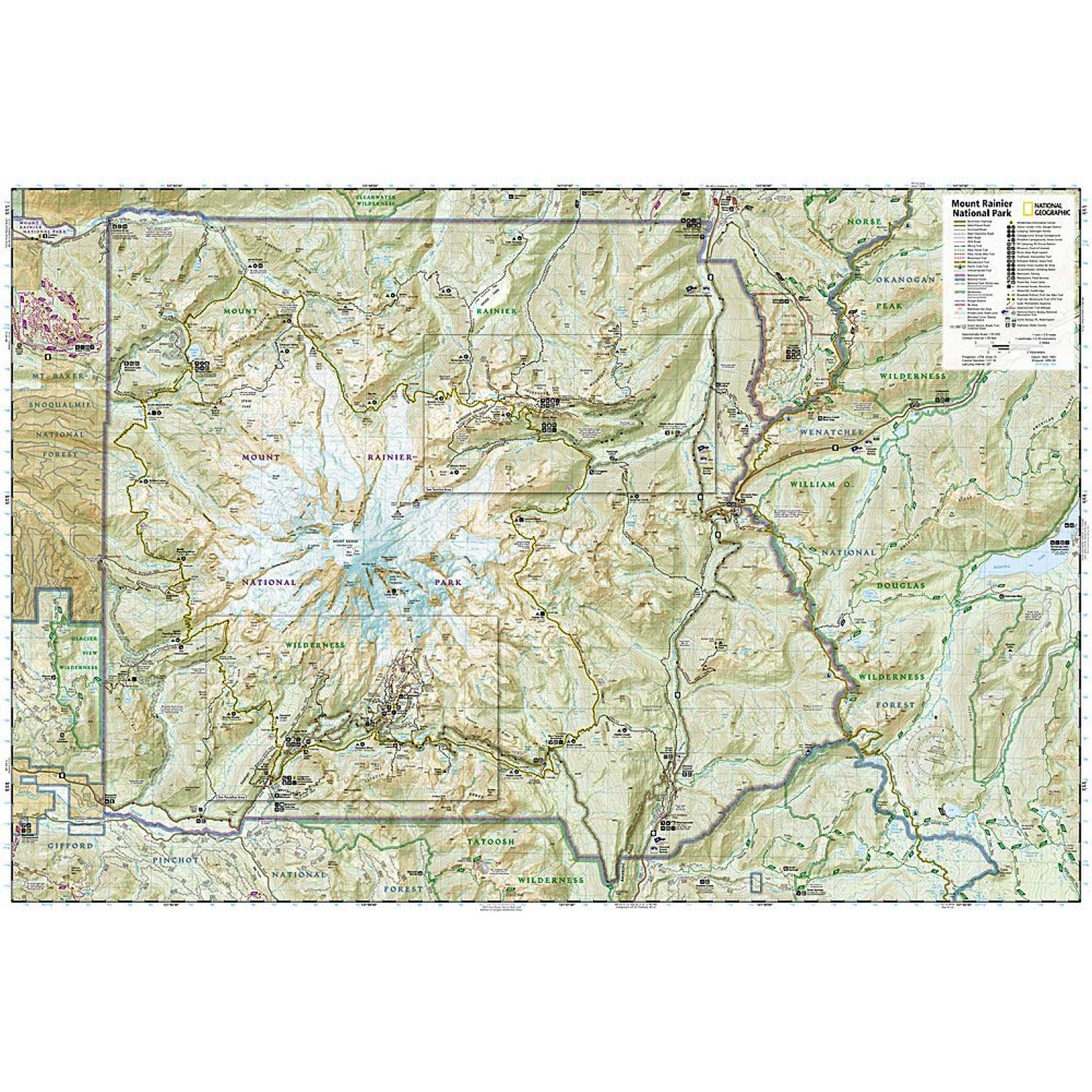 National Geographic - Mt Rainier National Park - Trails Illustrated Folding Travel Map - Image 3