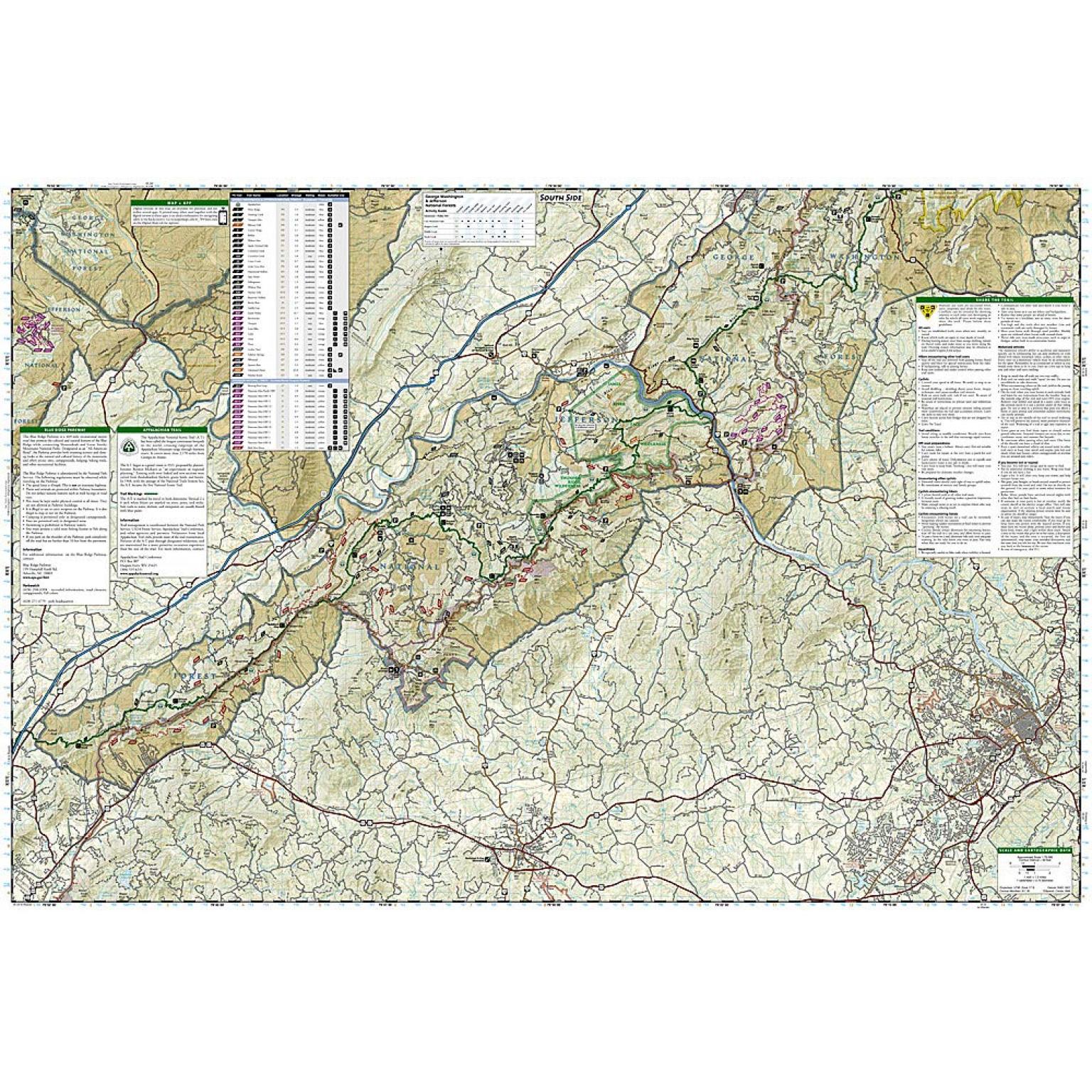 National Geographic - Lexington, Blue Ridge Mts [George Washington and Jefferson National Forests] - Trails Illustrated Folding Travel Map - Image 5