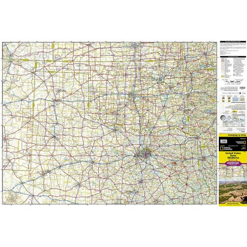 Detailed road map of Texas and Oklahoma showing highways, cities, and states for travel and navigation.