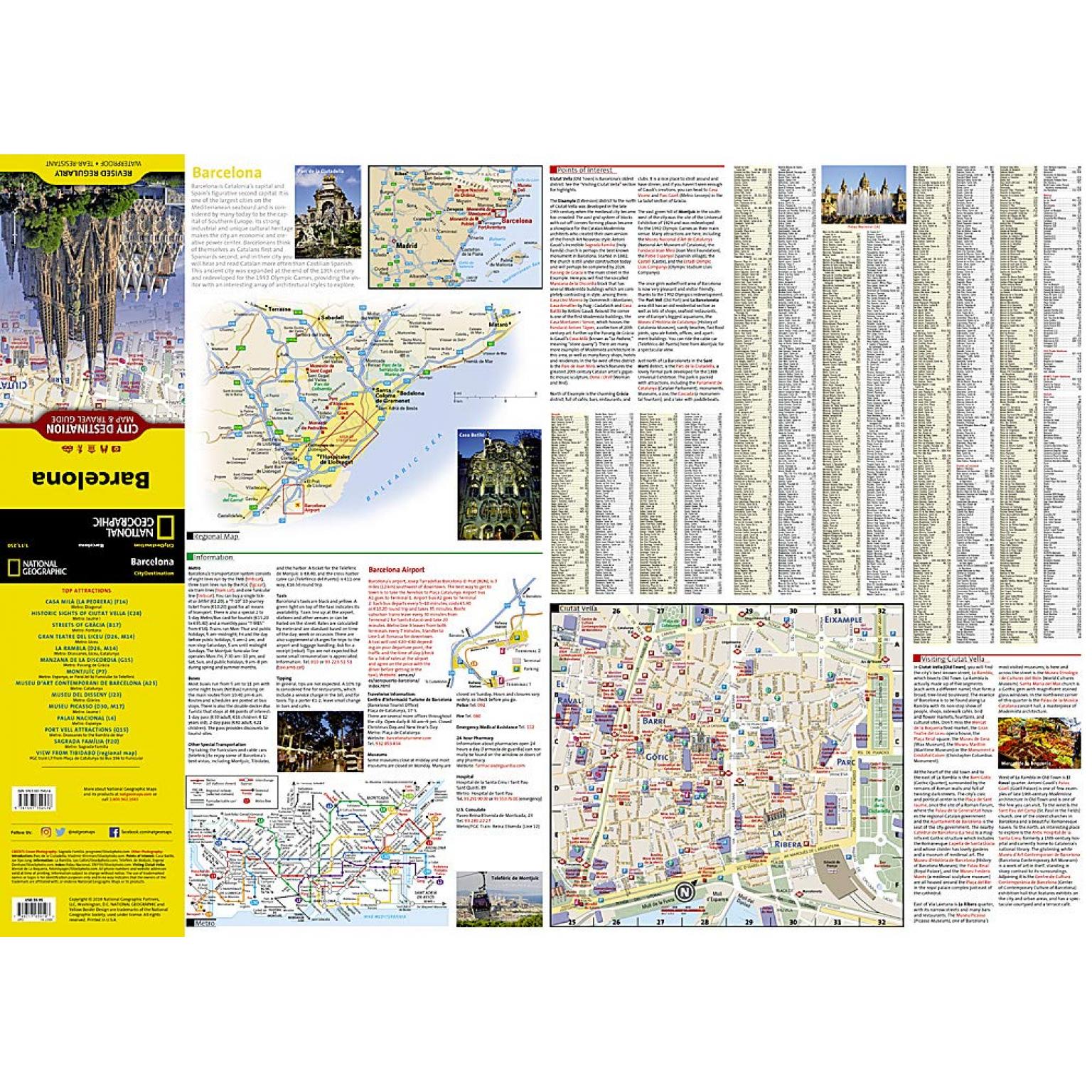 National Geographic - Barcelona - City Destination Folding Travel Map - Image 3