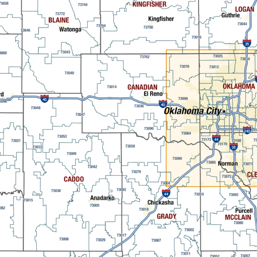 Oklahoma Zip Code Wall Map by MapShop - Image 2