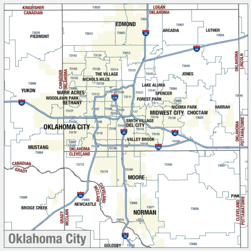 Oklahoma Zip Code Wall Map by MapShop - Image 4